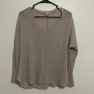Mauve long sleeve light weight thermal sweater